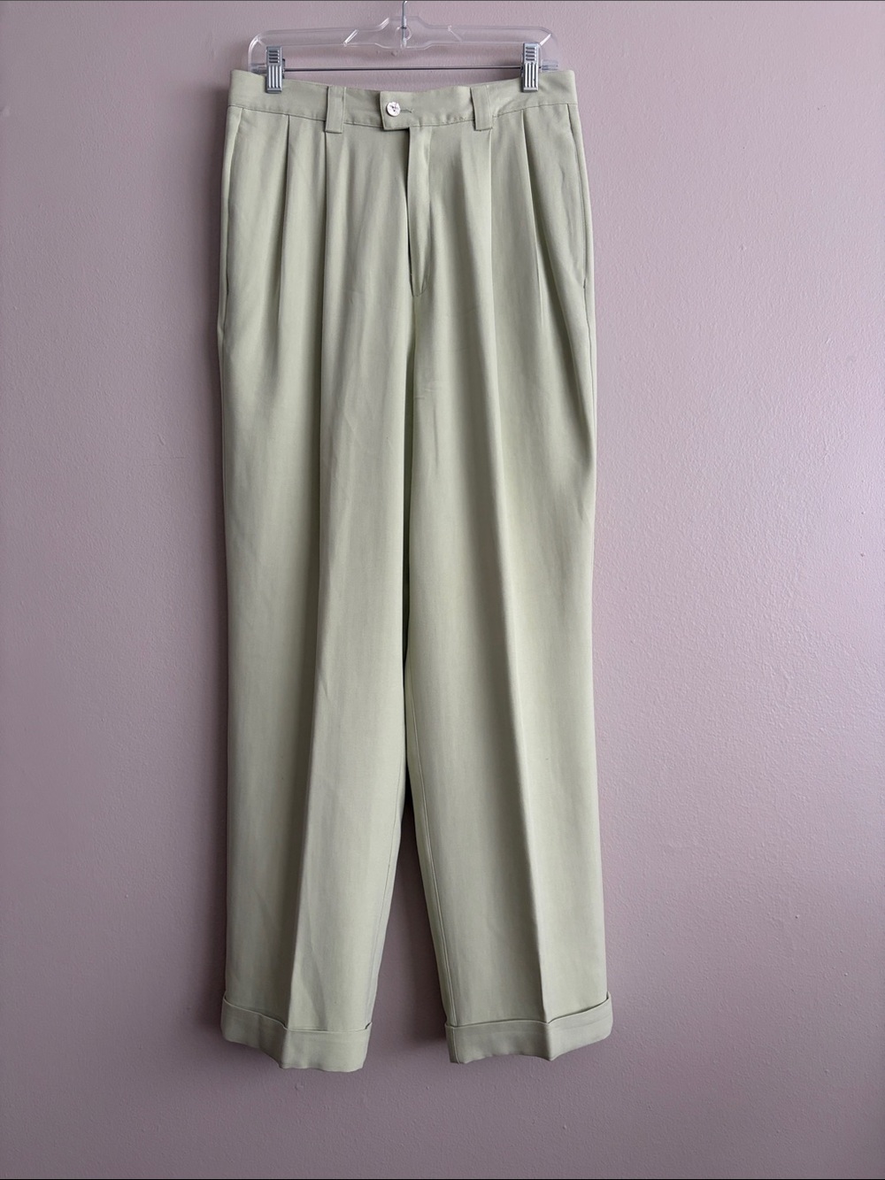 Tommy Bahama 100% Silk Pleated Wide Leg Trousers Green Pistachio - Size 12